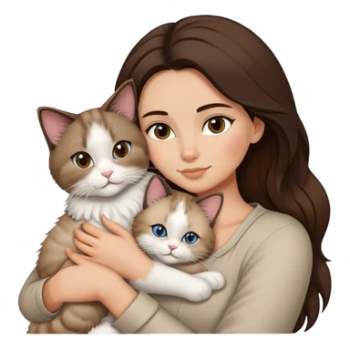 Brunette snuggling ragdoll cat sticker
