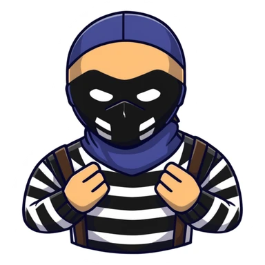 classic robber with mask and striped shirt sticker