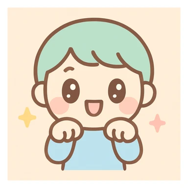 person pawing with hands like an excited dog, expressive, kawaii style sticker