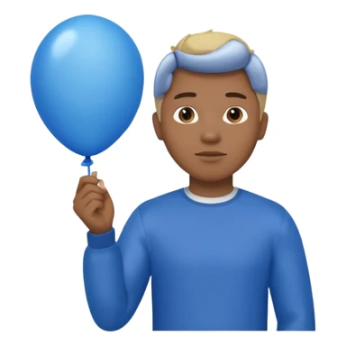 dark brown skin, blonde hair man hold blue balloon sticker