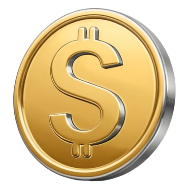 A double dollar sign emoji made of polished silver chrome, smooth metallic surface, glossy reflections, luxury swag vibe, minimal iOS emoji style, centered on white background sticker