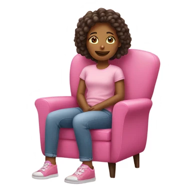A girl Stting on a pink chair sticker
