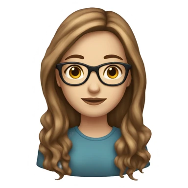 white girl with long brown hair with highlights and wearing eyeglasses sticker