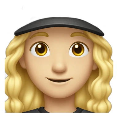 blond boy with rays in his eyes and black cap sticker