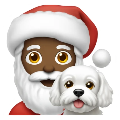 Santa holding a white bichon sticker