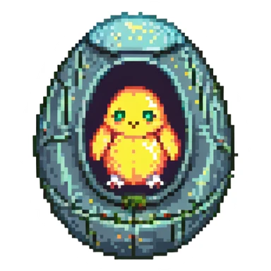 a tiny fetal shape inside of a large glass egg, alien embryo, eerie, tiny glowing eyes sticker