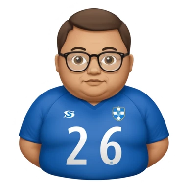 Realistic fat disabled man wearing glasses and a Sheffield Wednesday football shirt sticker