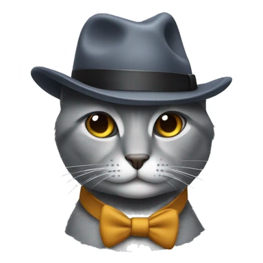 Grey cat wearing a fedora sticker