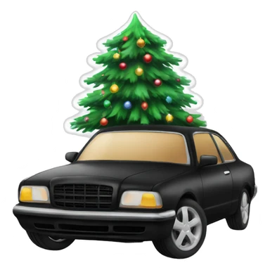 Christmas black car with Christmas tree sticker