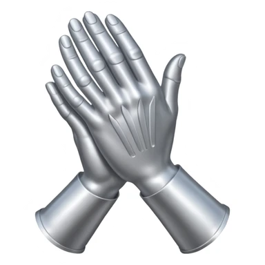 praying metallic hands, realistic proportions sticker