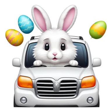 Easter rabbit driving a suv sticker