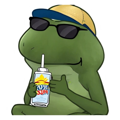 sitting, drinking a capri sun sticker