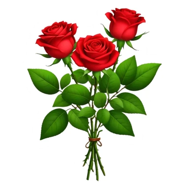 bouquet Bright Red Tea Rose, luxuriant, leaf, bud sticker