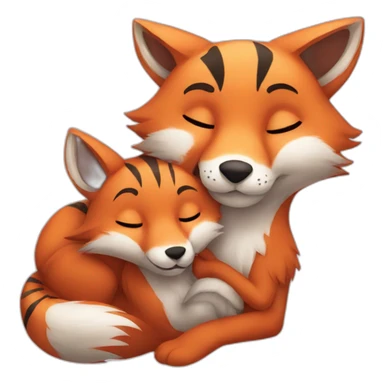 fox cuddles with tiger sticker