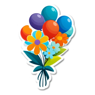 Get well flowers and balloons sticker