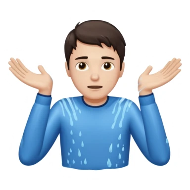 clothed brunette Man drowning with more water and splashes  sticker