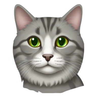 Green eyed fat Gray American bobtail cat  sticker