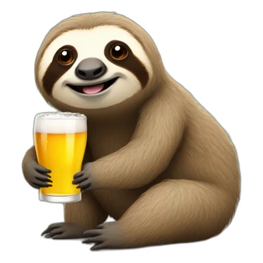 Sloth drinking beer with a caterpillar sticker