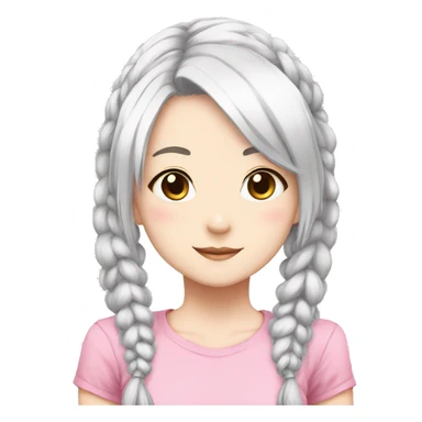 white hair girl pink strands pigtails anime sticker