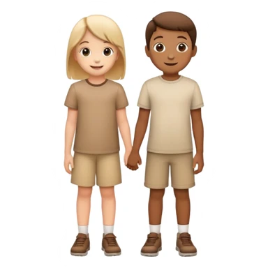 two children standing side by side, happy and friendly sticker