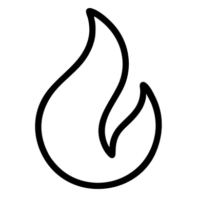 dynamic flame, smooth curves, strong black outline, no color sticker