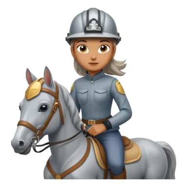 A girl riding a rappel grey horse sticker
