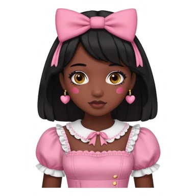 Pink dark skin Lolita with black hair sticker