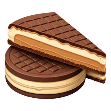 round chocolate wafer covered in chocolate with peanut butter cream filling sticker