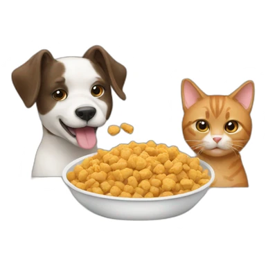 Dog and cat eating food  sticker