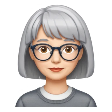 women glasses grey hair bob with bangs  sticker