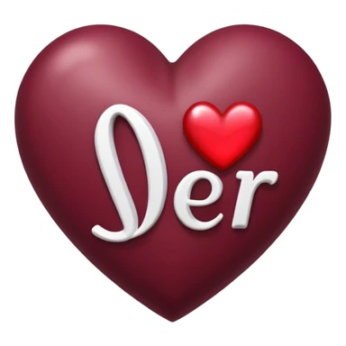 Burgundy heart with the letters Jer in the middle  sticker