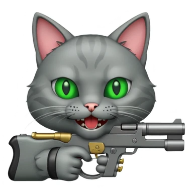 A cat with a gun evil laughing sticker