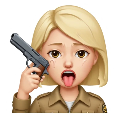 sticking out tongue and crying with gun pointed to head sticker