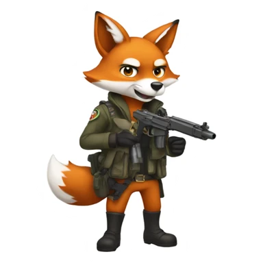 Fox  with gun anime sticker