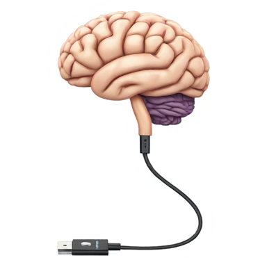 USB cable connected to human brain sticker