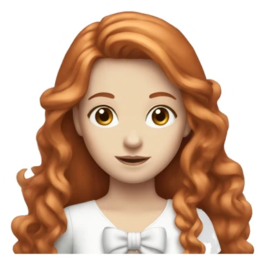 Red-haired girl with long hair and a white bow in hair with pale skin sticker