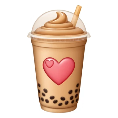 Milk tea with heart shaped boba sticker