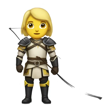 archer with yellow and white armor and black boots   without helmet and blond hair  and white skin sticker