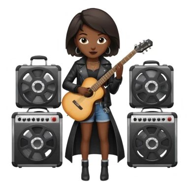 concert black Cable reels connected do a guitar woman sticker