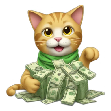Cat doing money with pc sticker