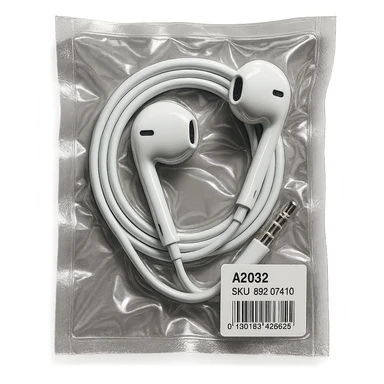 white EarPods arranged in a spiral, glossy sticker