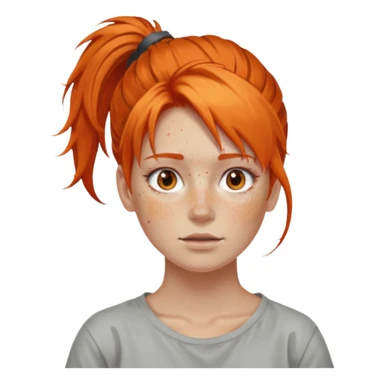Artist with messy ponytail orange hair sticker