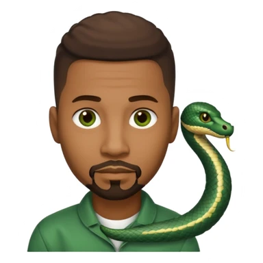 Homme couleur de peau noir, yeux marron avec un bouc que le menton, cheveux court avec dégradé sur le côté, avec un cobra à côté sticker