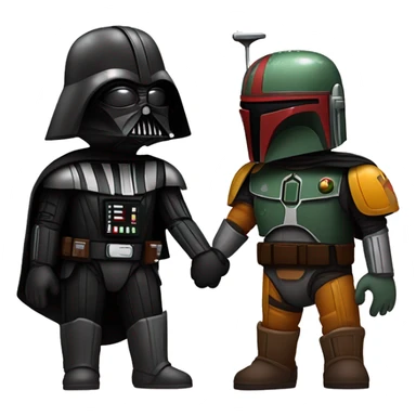 Darth vader and boba fett holding hands sticker