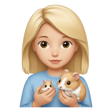 A pretty blond girl holding a hamster sticker