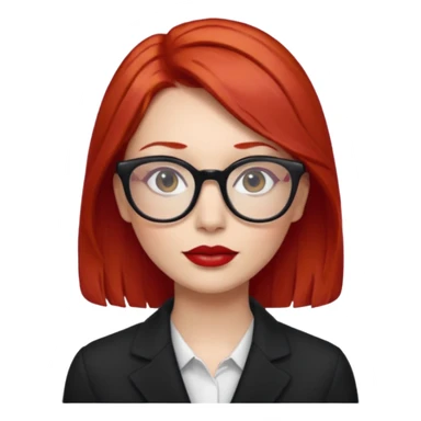 red hair with red lipstick and glasses sticker