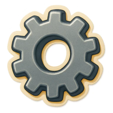 A gray gear sticker with a vintage design and bright colors sticker