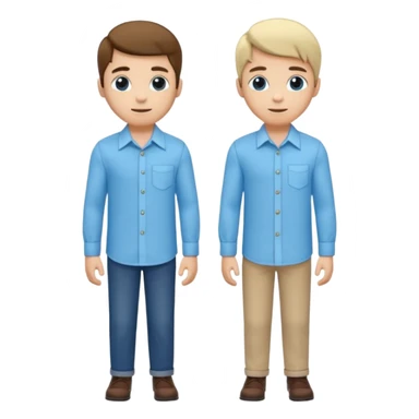 Duas camisas sociais de botão manga longa nas cores azul claro e bege, sem ninguém usando, somente camisa  sticker