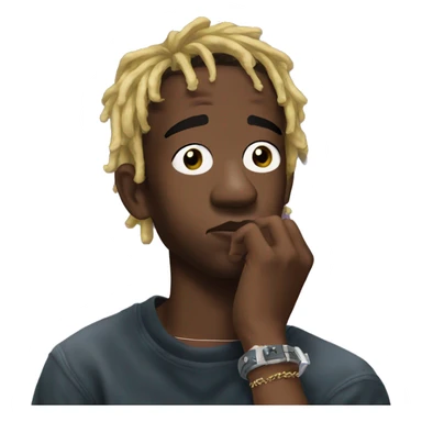 Lil uzi vert thoughtful with his hand on his chin sticker