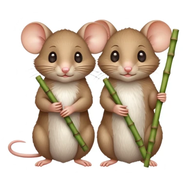 cute mice holding bamboo sticks sticker
